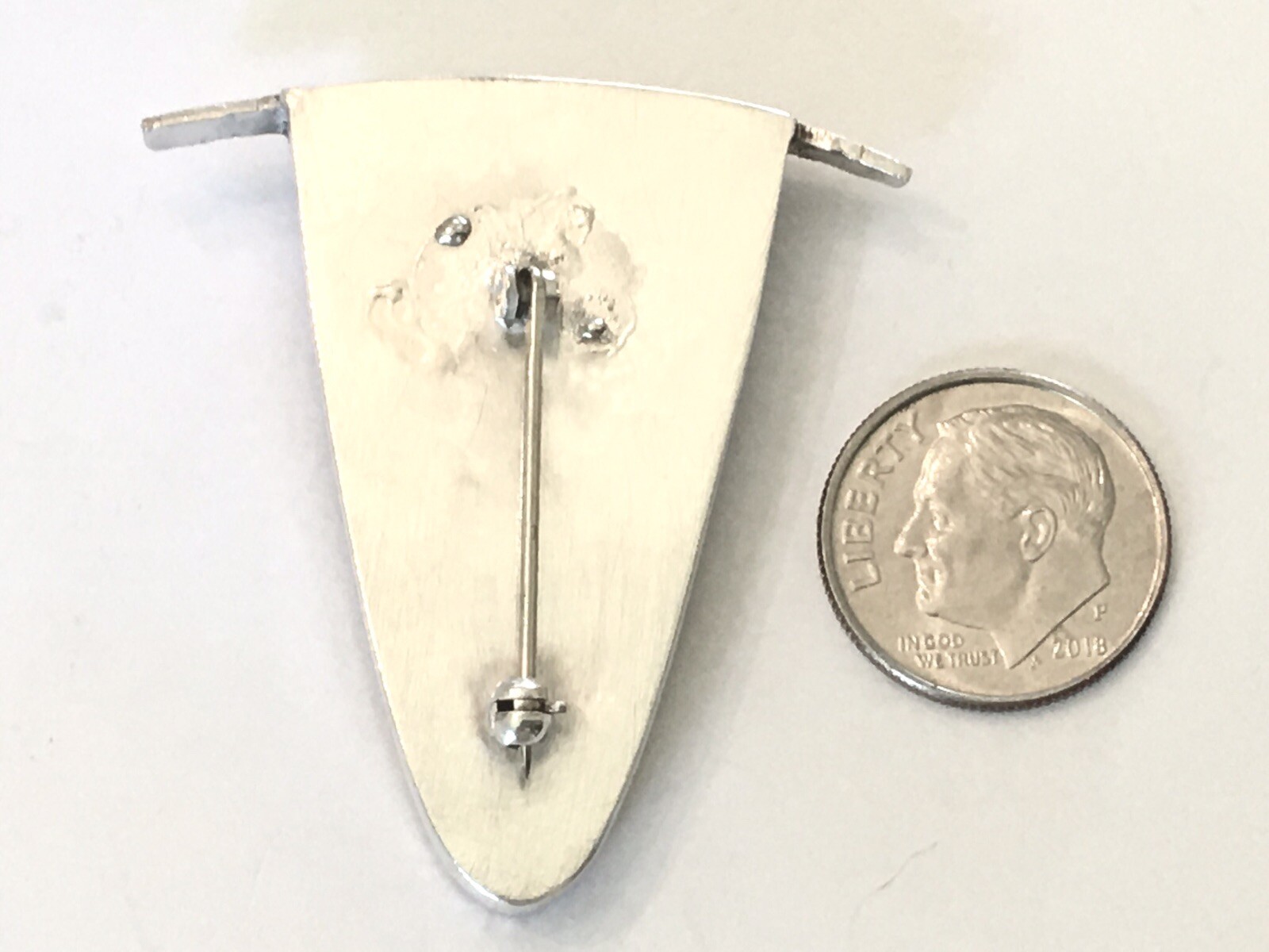 HEAVY Unique Modern Artisan SOLID STERLING SILVER ~ w/ Copper Accent Pin