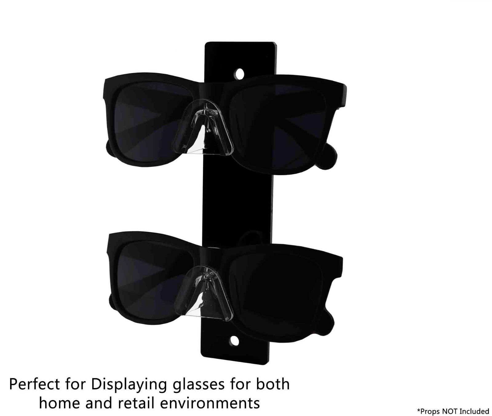 2 Tier Sunglasses Eyeglasses Wall Display Rack with Black Back Glasses Organizer