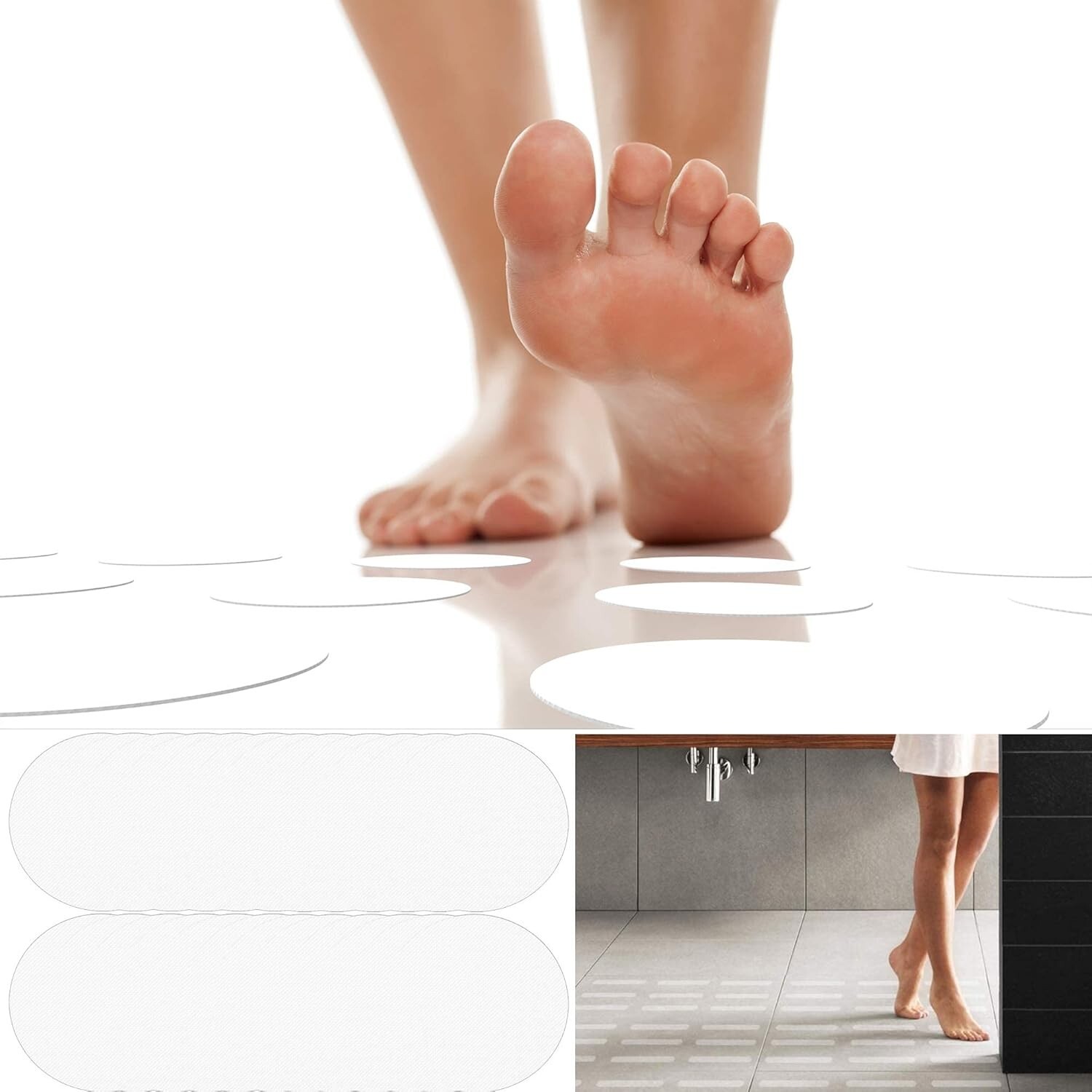 24PCs Bath Tub Shower Stickers Anti Slip Grip Round Non-Slip Stickers Multi-Col