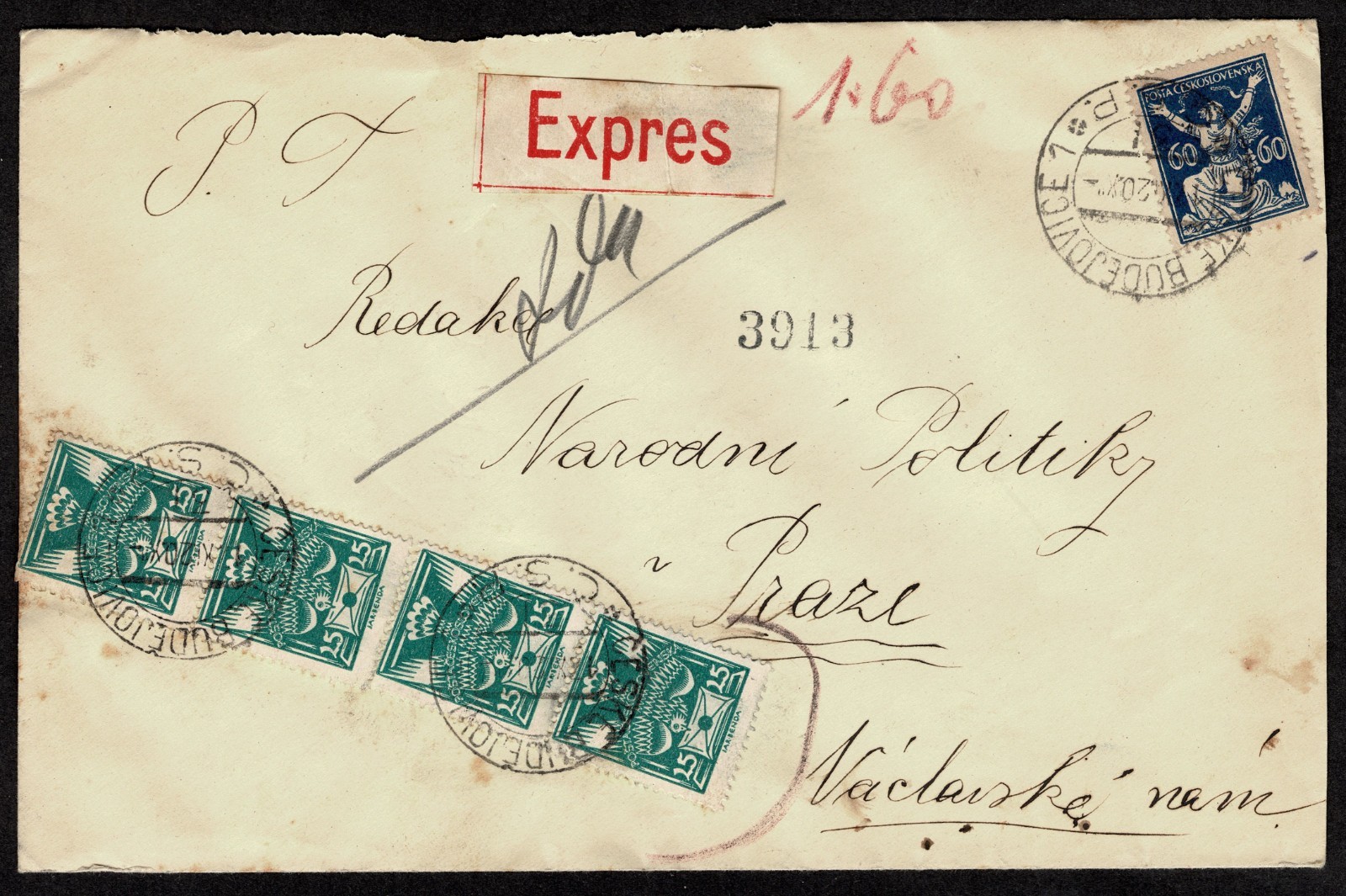 CZECHOSLOVAKIA 1922/1923 Three Registered Express and 1 Registered