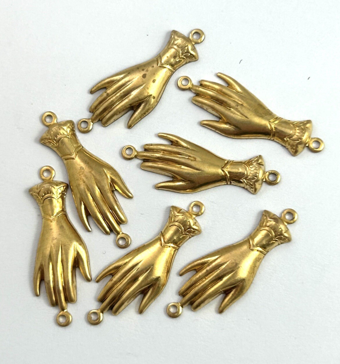 Vintage Connectors Lot Victorian Woman Hand Brass Stampings Jewelry Making Craft