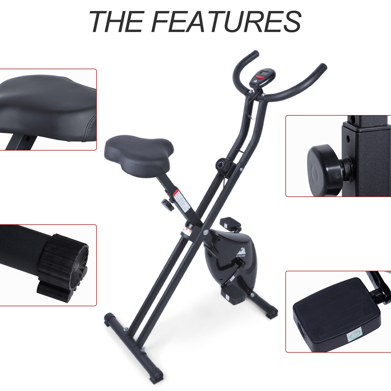 Folding Stationary Cycle Upright Indoor Cycling Exercise Bike with LCD Monitor