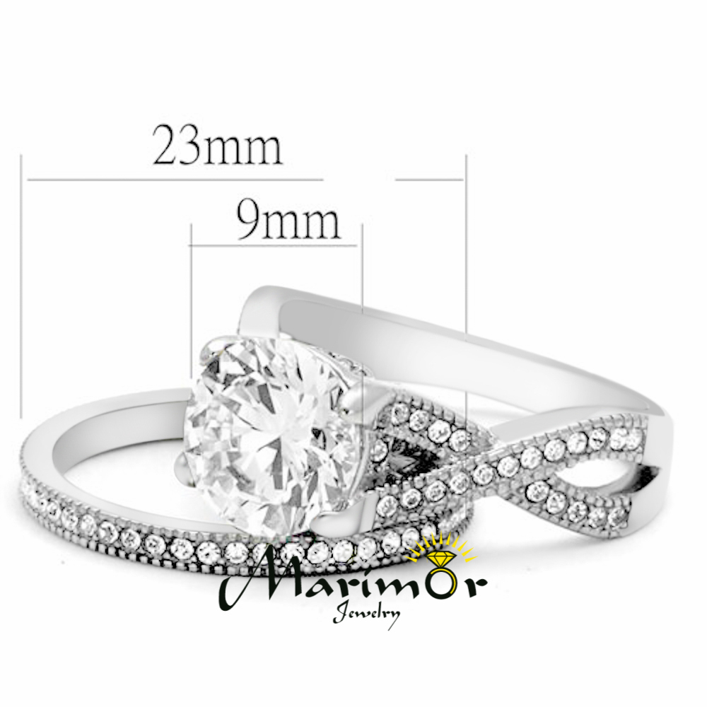 3.3 Ct Round Cut Cz Stainless Steel Wedding & Eternity Ring Set Womens Size 5-10