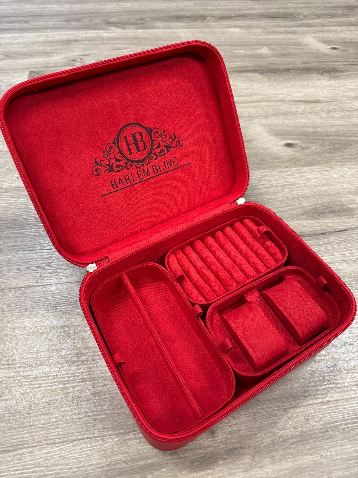 Harlembling Leather Travel Jewelry Box Case - Red