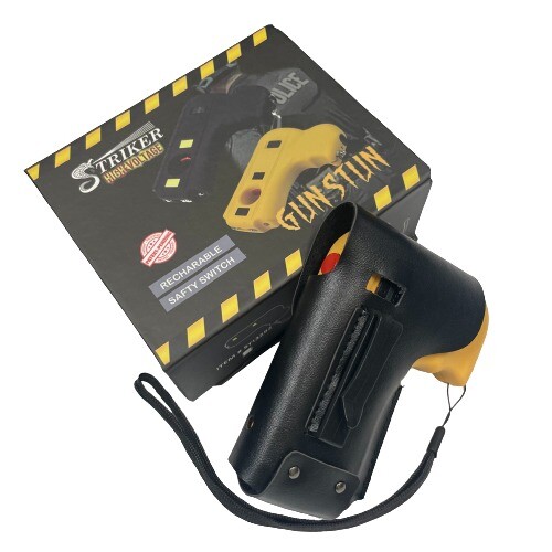 DEFENDER 10 MV Rechargeable Pistol Grip STUN GUN w/ LED Light & Holster YELLOW