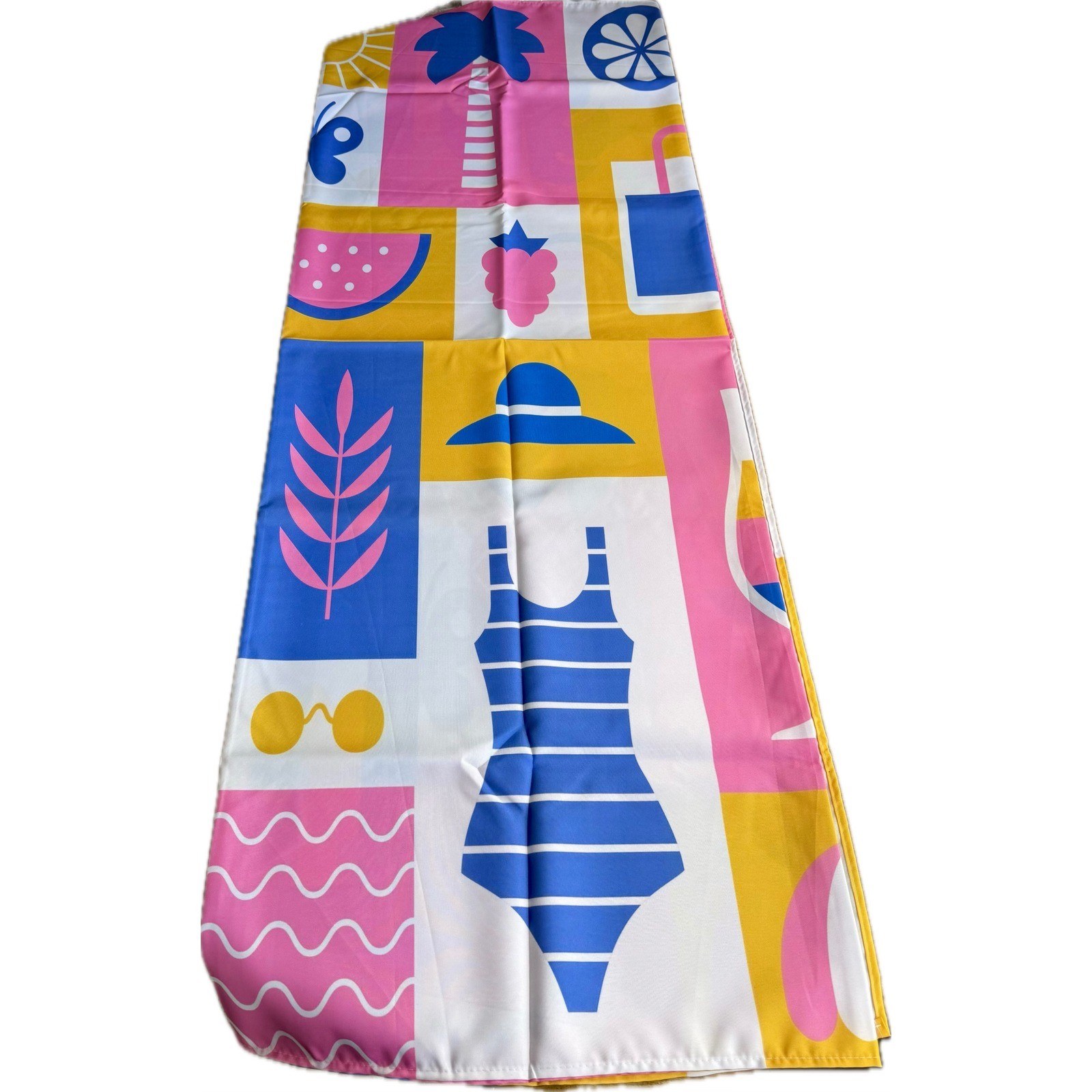 Vibrant Summer Outdoor Tablecloth Fun Swimsuit Sunglasses Sun Graphics 60x84
