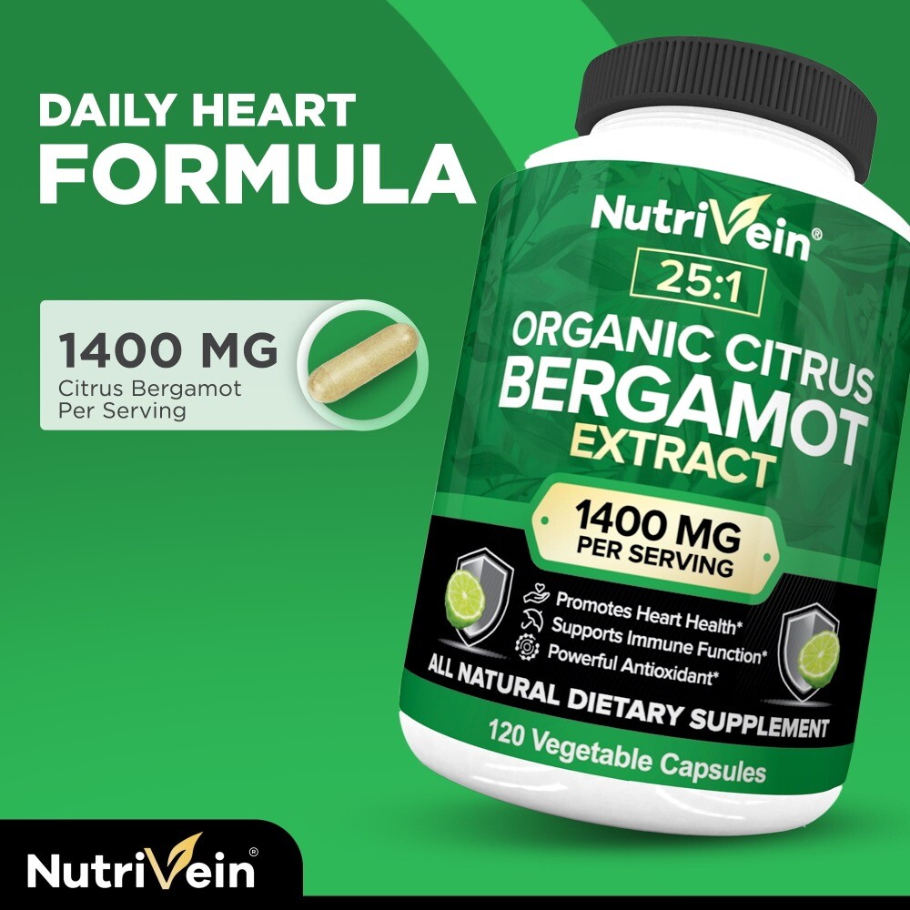 Citrus Bergamot 1400mg 25:1 Organic Heart Health 120 Capsules Antioxidant Immune