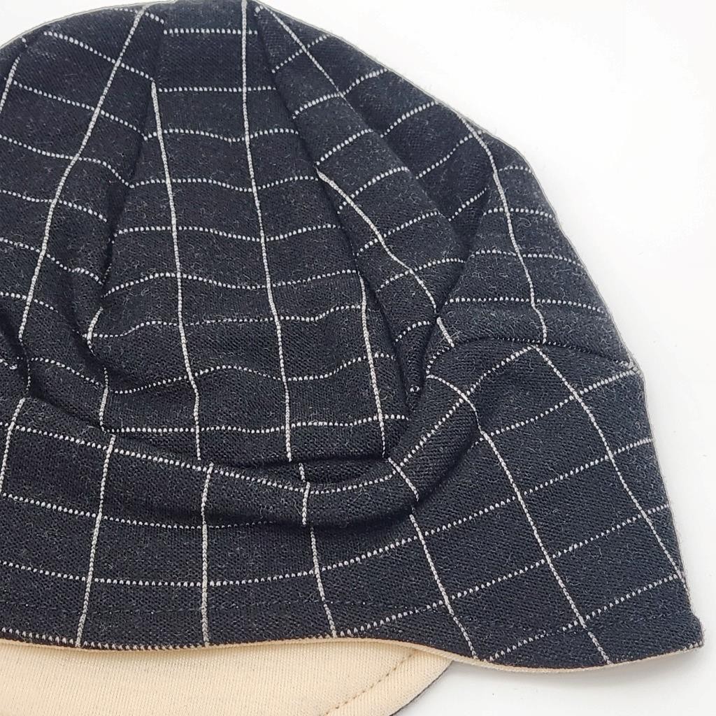 Pace Reversible Merino Wool Hat Square Print Eggshell Bicycle Cap NOS