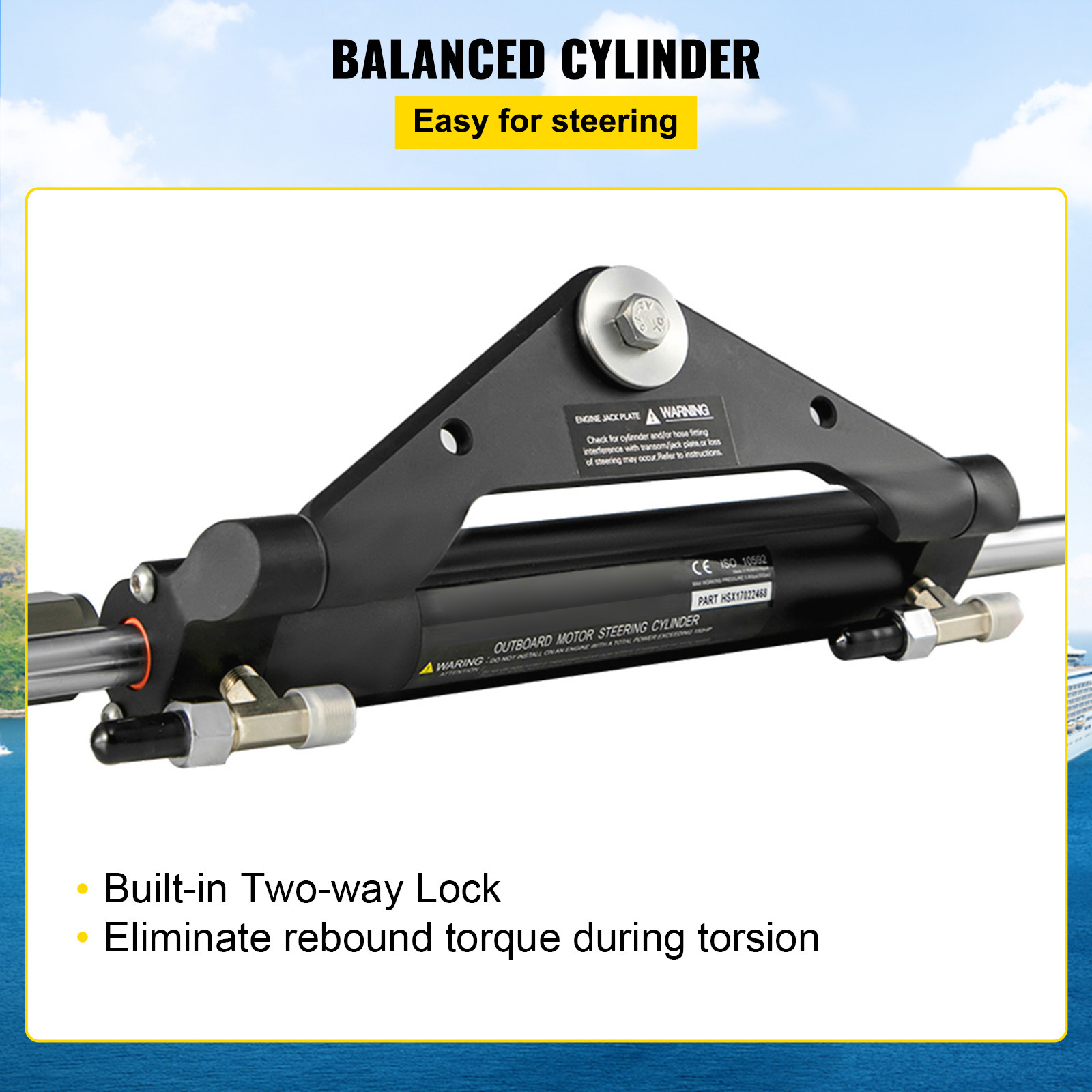 HC4645H Front Mount Hydraulic Outboard Steering Cylinder Ram Up To 150HP