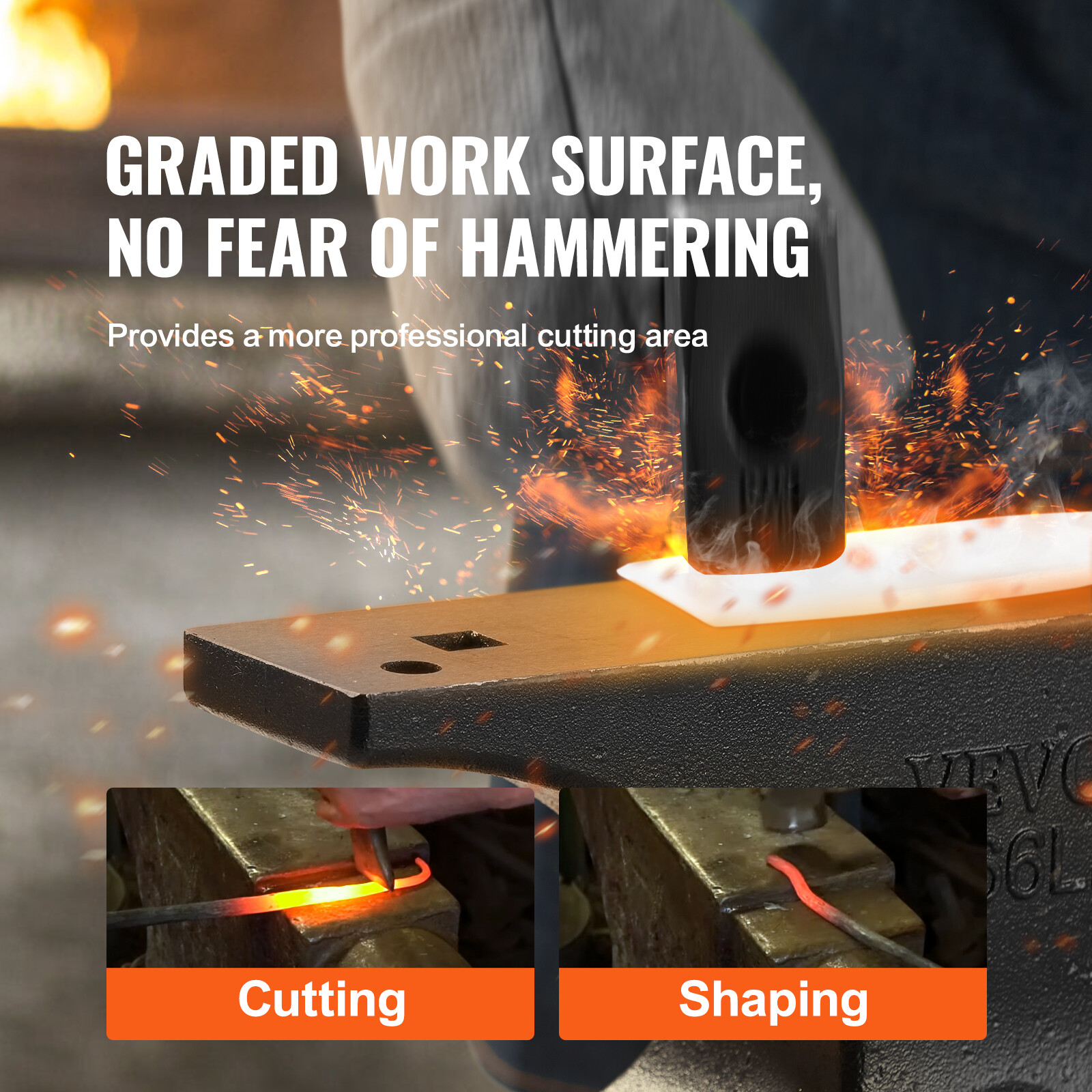 VEVOR Single Horn Anvil Cast Steel Anvil 66 lbs Blacksmith Forging Metalwork