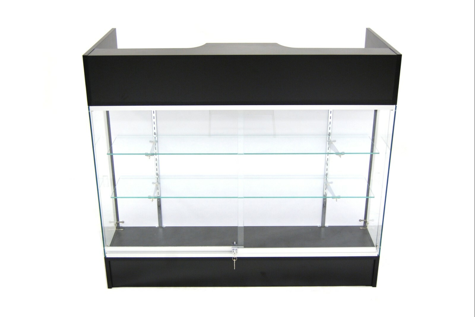 Black Laminate Wood 48 Inch Display Showcase Register Check Out Counter