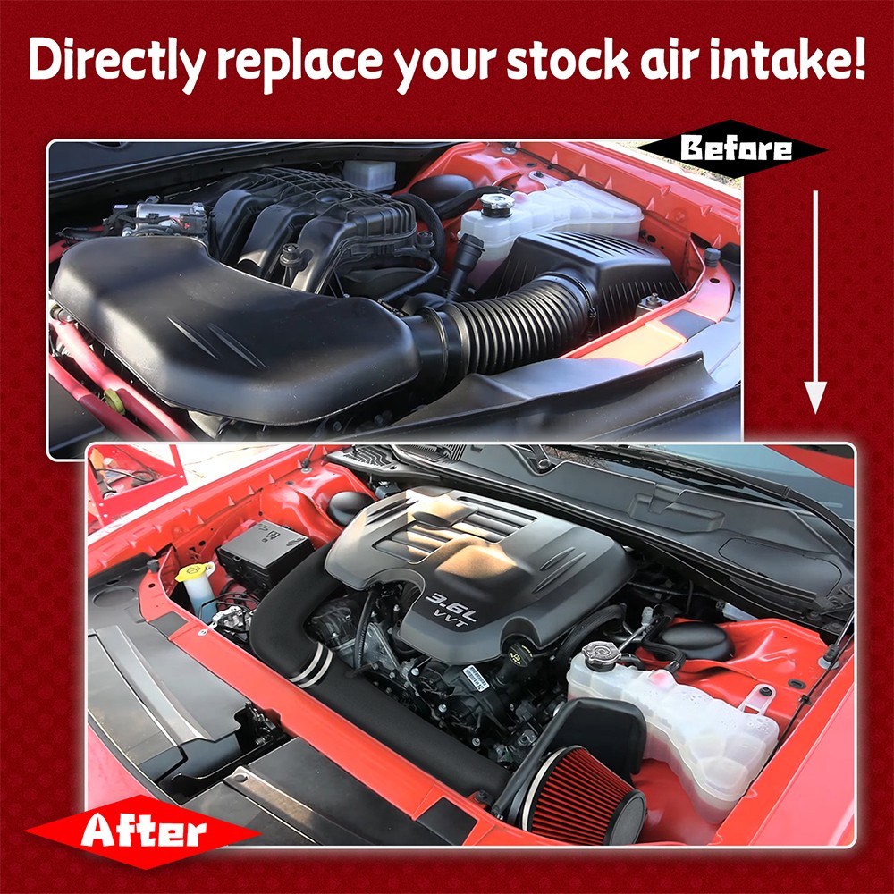 Cold Air Intake & Heat Shield for 2011-2023 Dodge Challenger Charger 3.6L V6