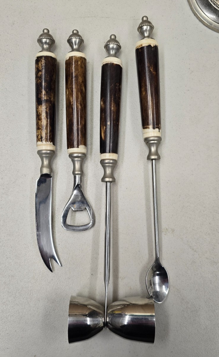 Pottery Barn Bar Tool Set Stand Tabletop 4 Tools + 14.5" Stand!