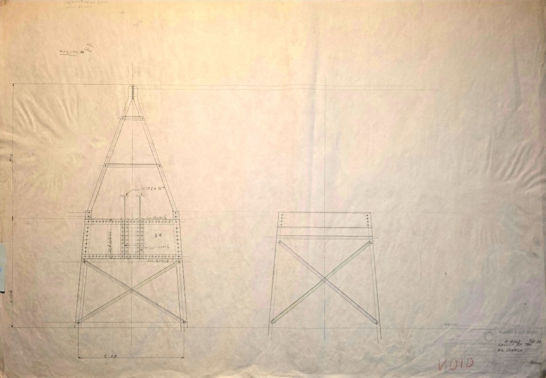 Original 1930's Industrial OIL DERRICK Technical drawings, Diazo/Blueprint LOT