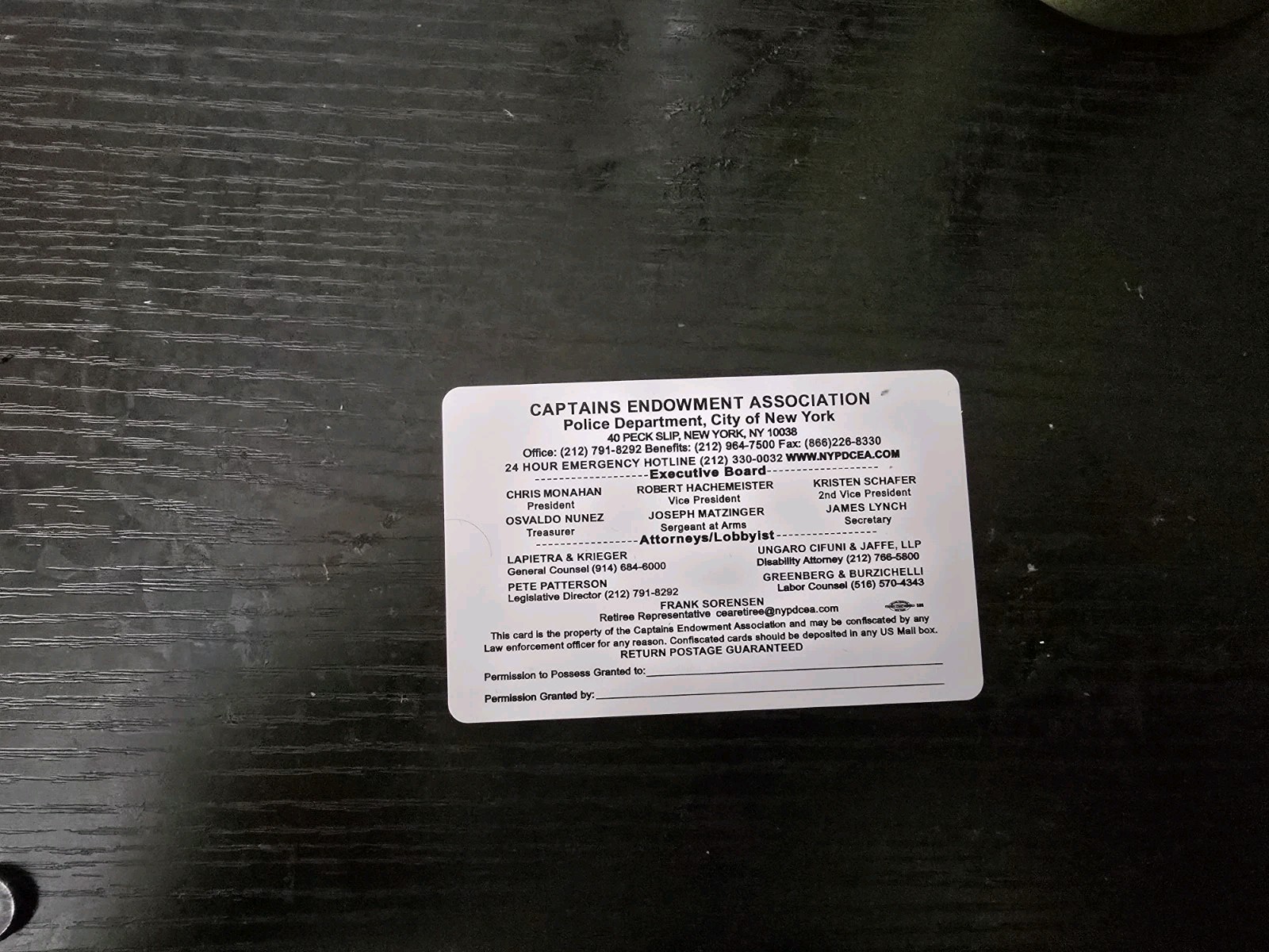 NYPD Captain Card 2026 . Unsigned.