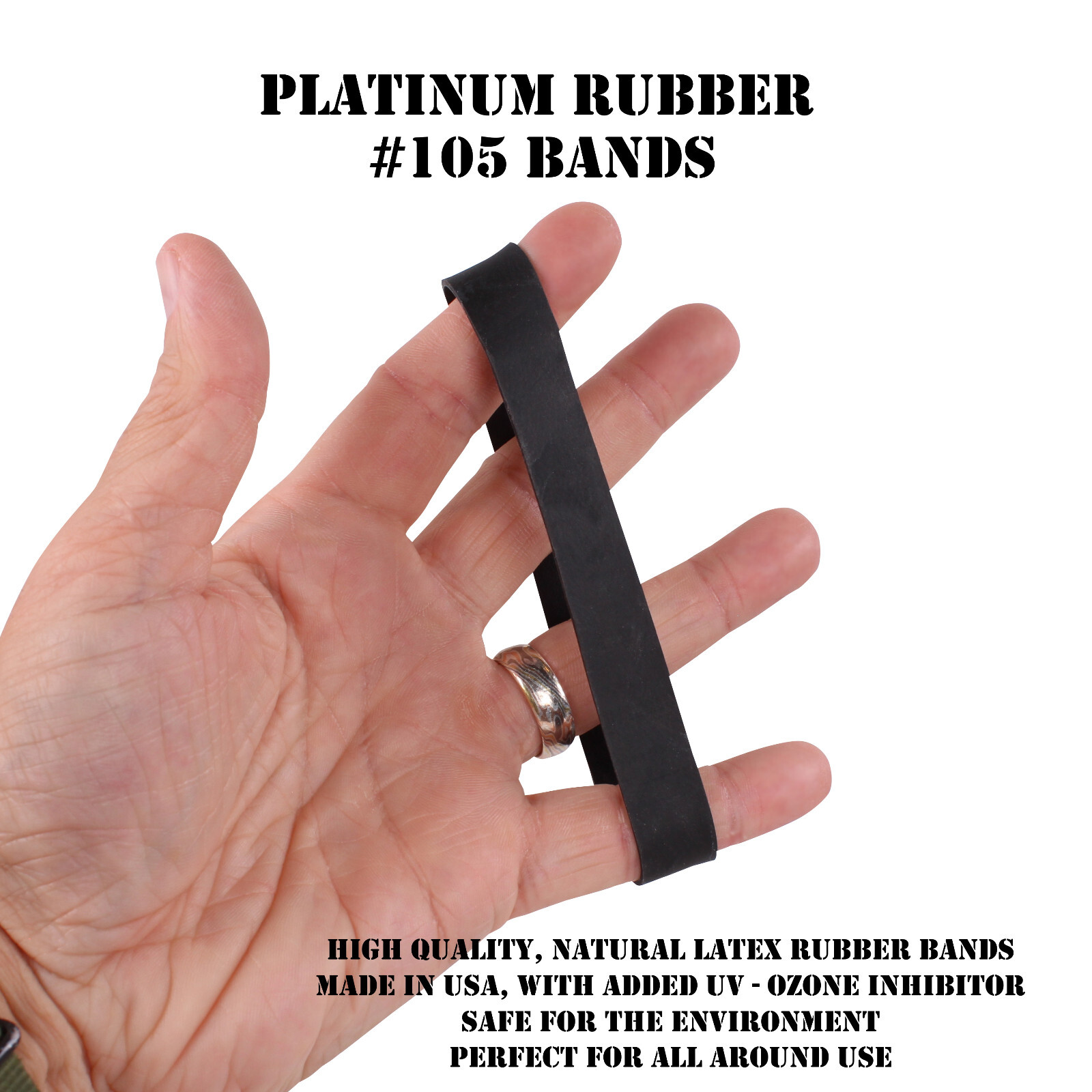 Platinum Rubber Bands #105 Size Black (Extra Wide 5/8 Inch, Large) UV Rated 1LB