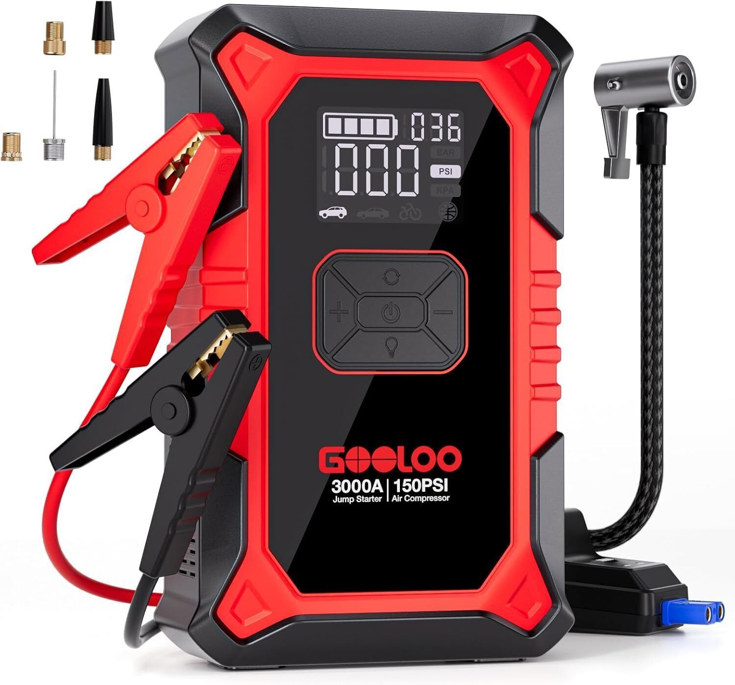 GOOLOO A3 Jump Starter with Air Compressor 3000A Portable Car Battery Booster US