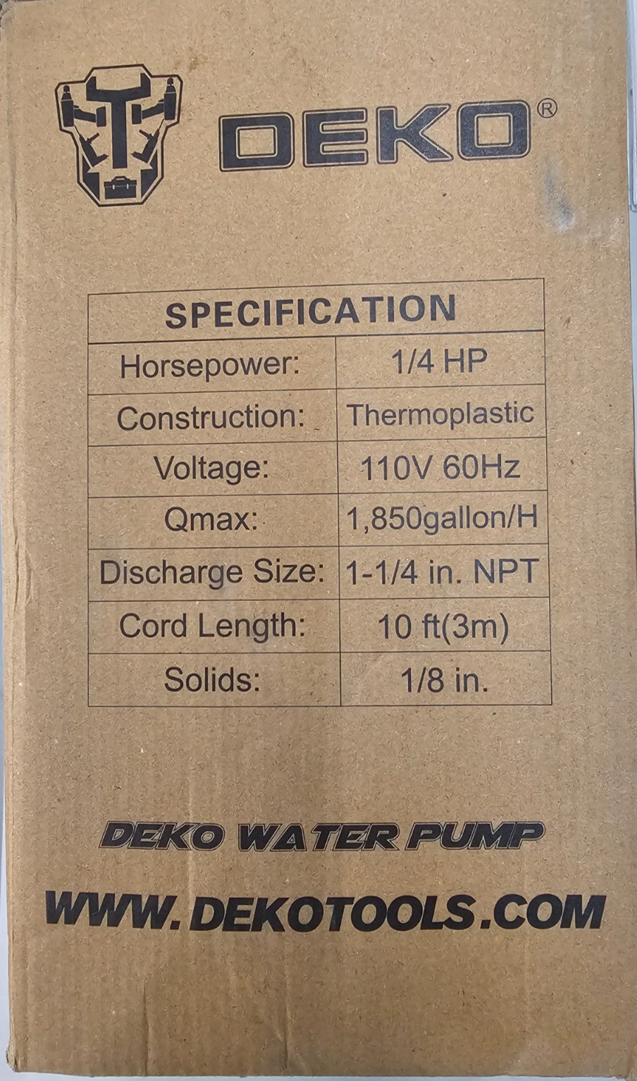 **NEW** DEKO CSP9027 Utility Water Pump 1/4HP 110V 1850GPH
