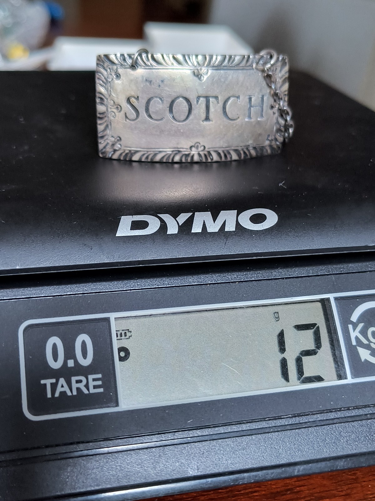 VTG Sterling Silver 925 SCOTCH Williamsburg Liquor Decanter Label Tag STIEFF