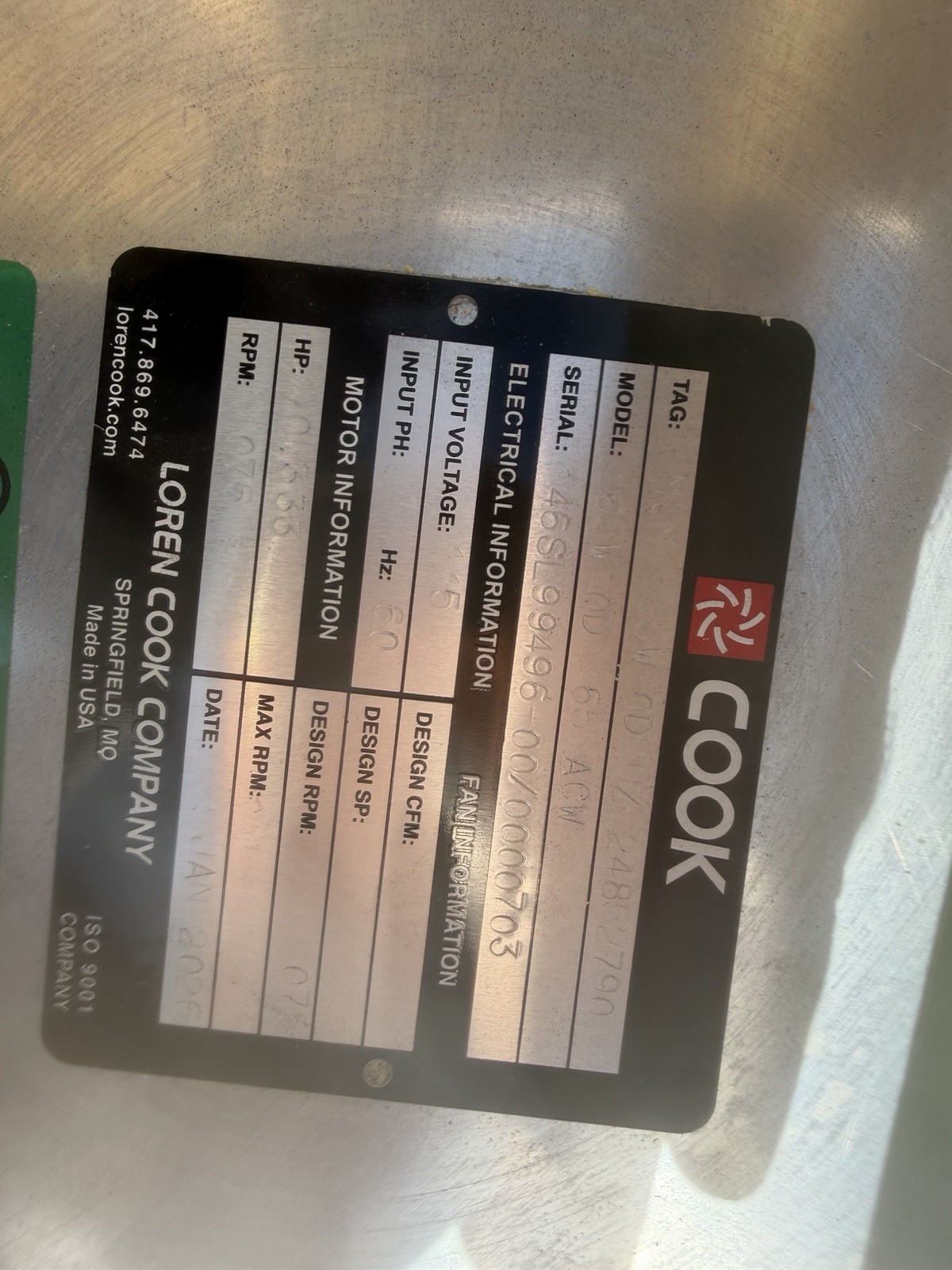 Cook 15W QD 65 ACM Upblast Commercial Exhaust Fan Direct Drive