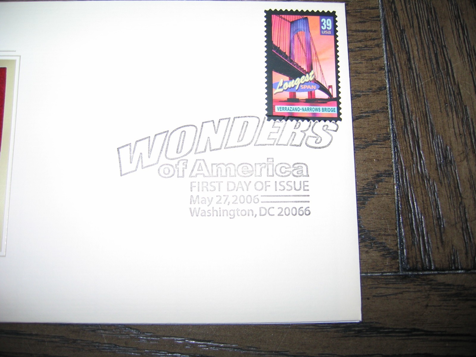 2006 Wonders of America Verrazano Narrows Bridge Replica Span Golden Cover Stamp