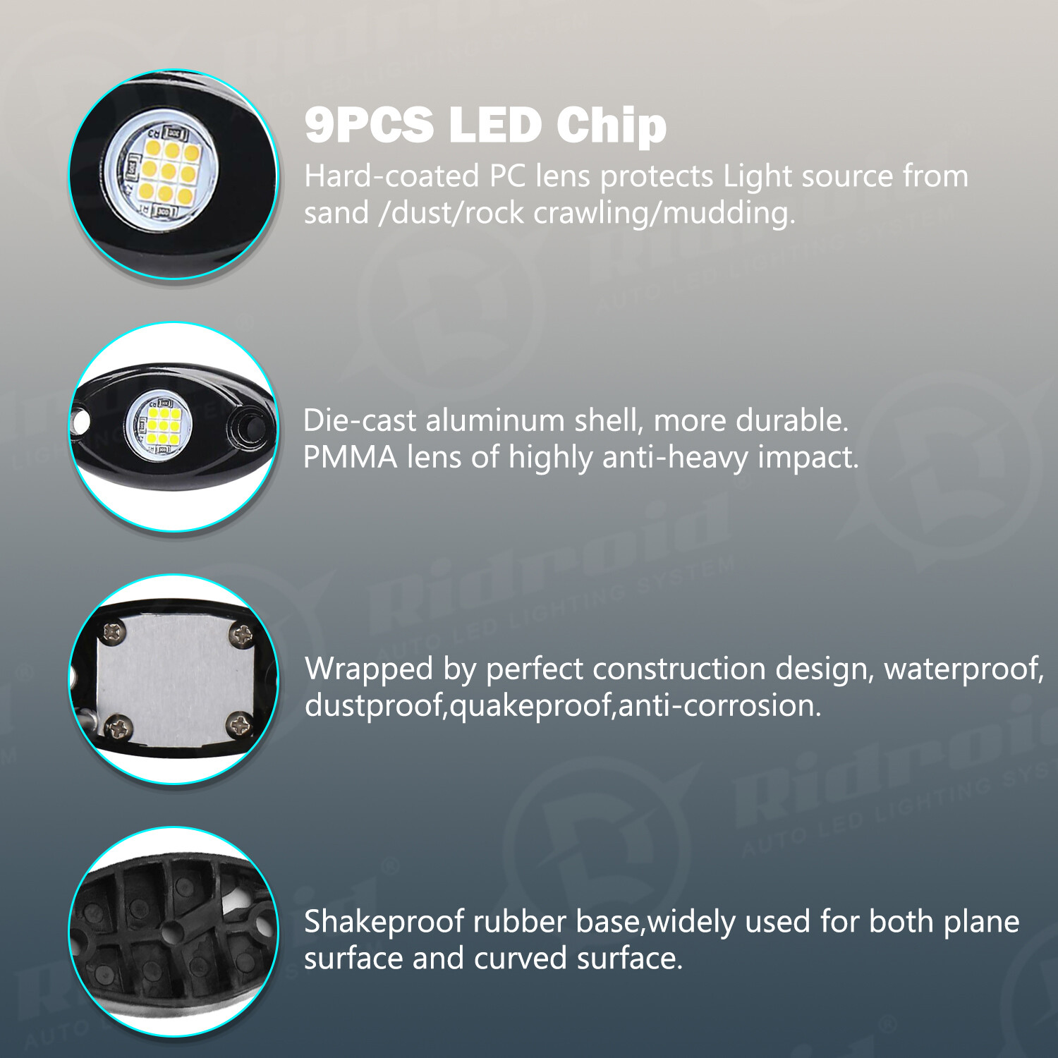 24X White LED Rock Lights Underbody Trail Rig Glow Lamp Offroad SUV Pickup Truck