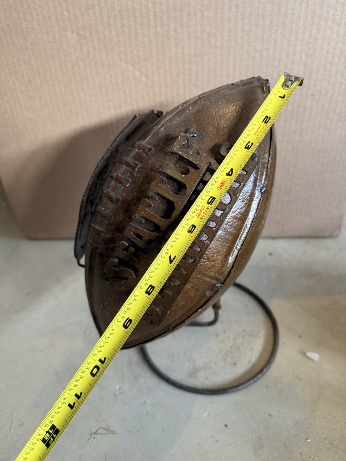 Seattle Seahawks Brass Metal Football With Stand Vintage Collectible RARE