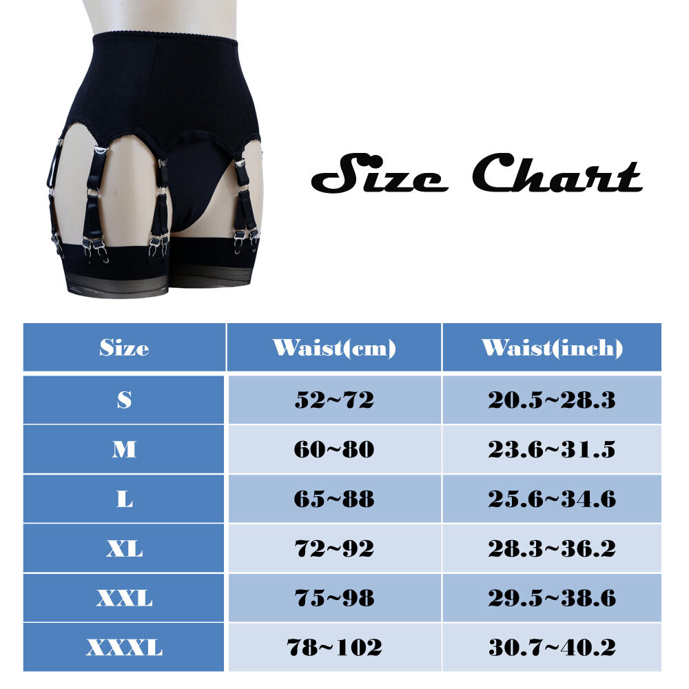 Luxallacki Stretchy 6 Straps Garter Belt with 12 Metal Claws for Women Lingerie