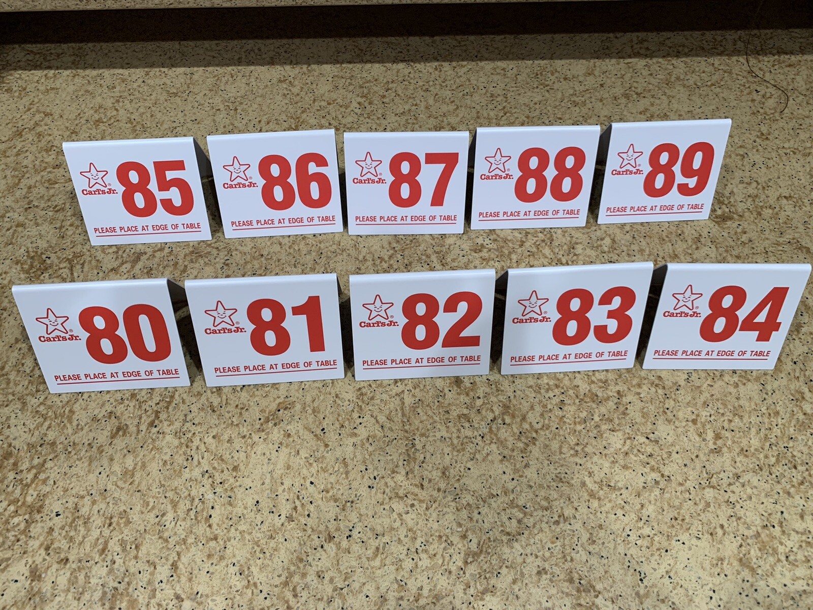 Classic Carls Jr Table Tent Number 50 thru 99