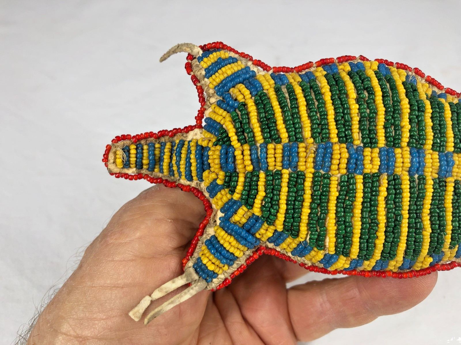 ANTIQUE ORIGINAL NATIVE AMERICAN MADE BEADED LEATHER TURTLE FETISH