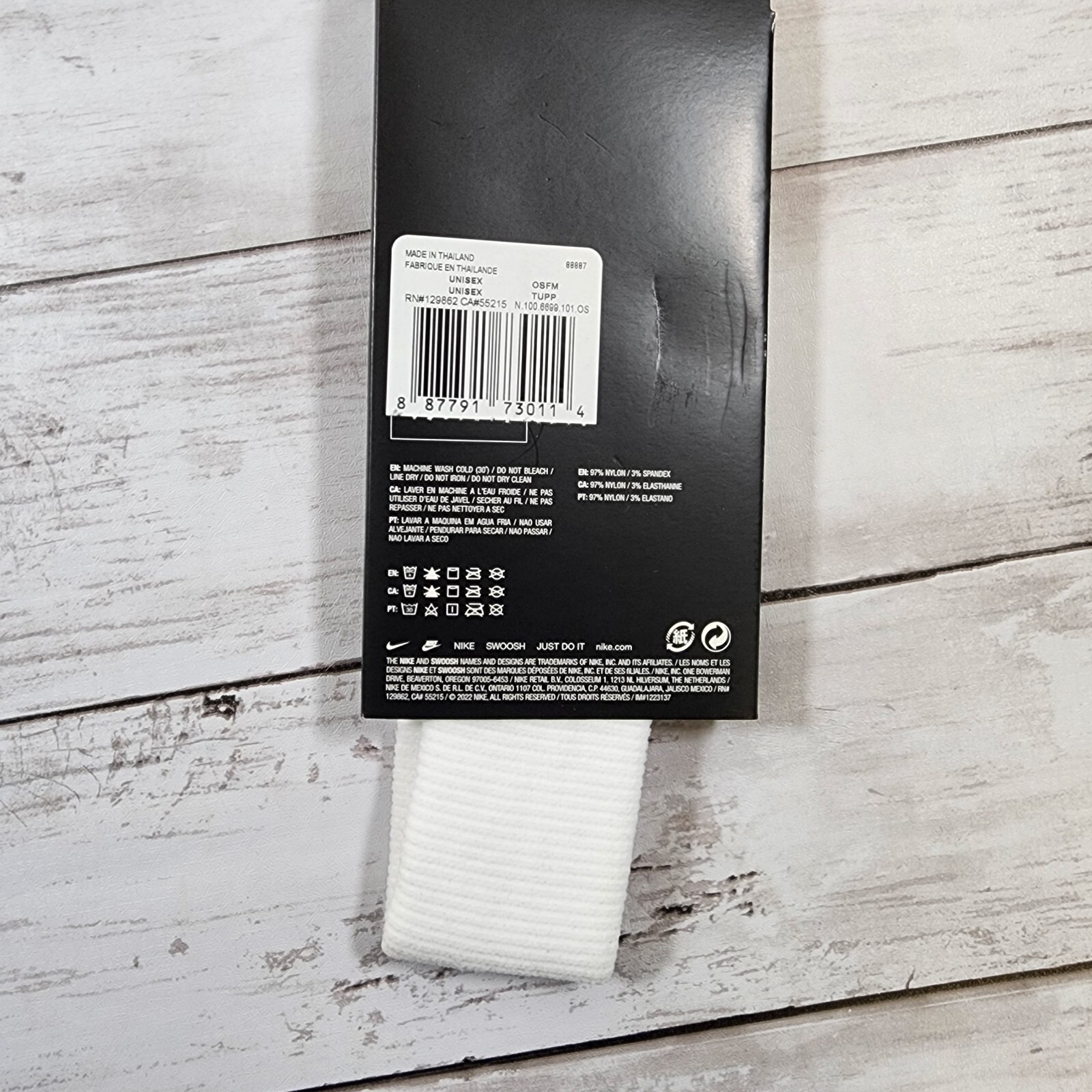 NIKE Elite Unisex Elite Headband Basketball Sports White Blk - New/Dirty