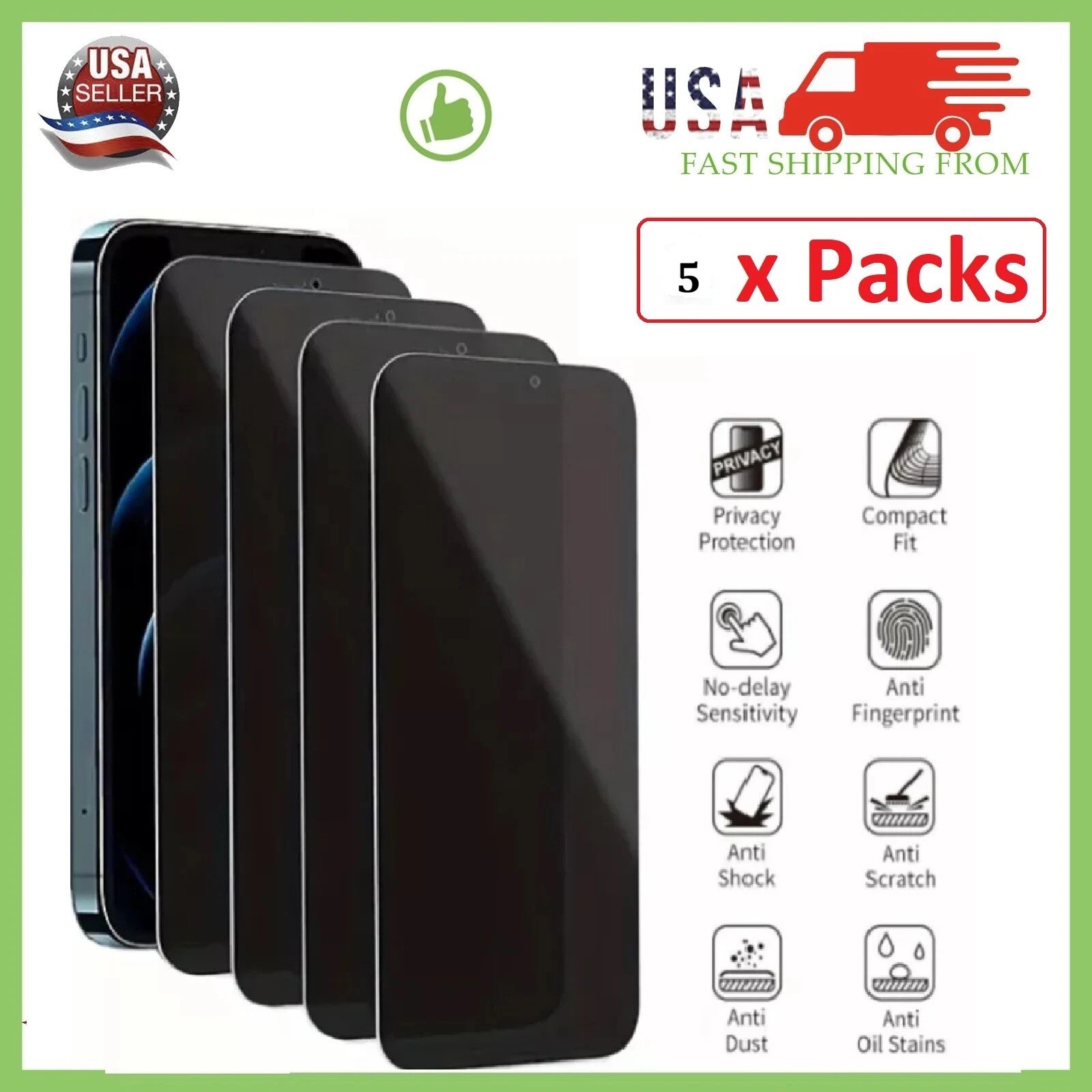 Lot of Privacy Tempered Glass Screen Protector for iPhone 17 16 15 14 Pro Max