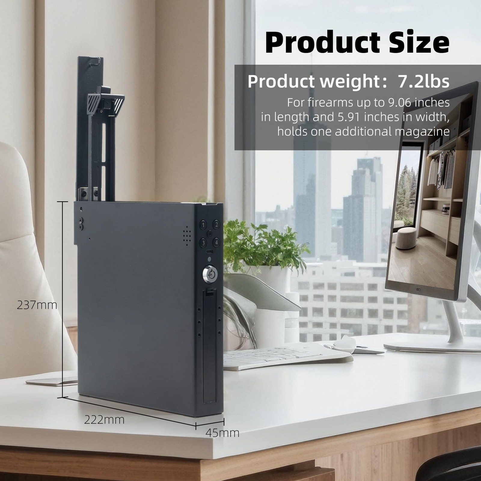 EAMIRUO Car Gun Safe - Quick Access Vehicle Handgun Safe with Fingerprint & K...