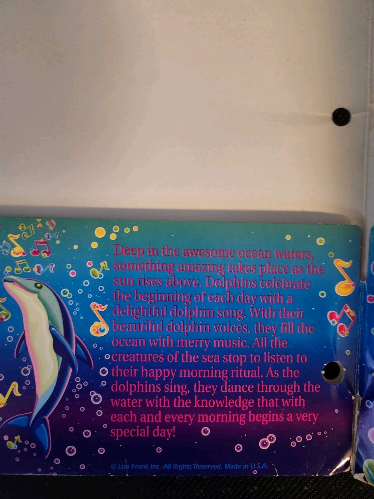 Lisa Frank Singing Dolphins Folder Vintage Fantastic World