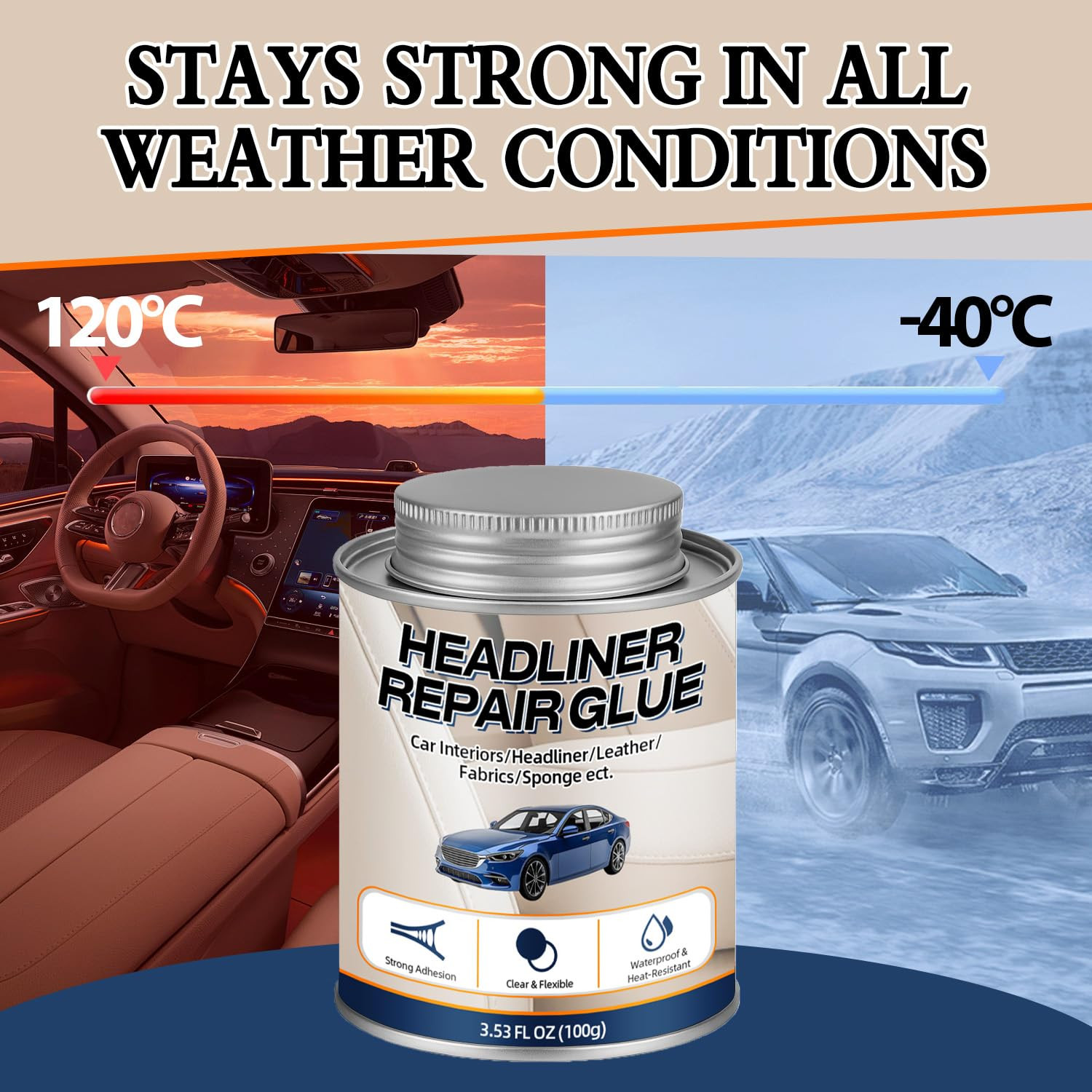 Car Headliner Glue, Upholstery Adhesive, Strong Automotive Interior Glue with Br