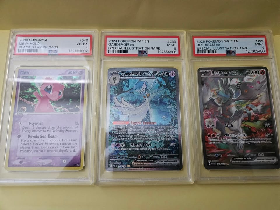 Pokemon PSA 9 Reshiram EX & PSA 9 Gardevoir EX & PSA Mew Black Star Lot
