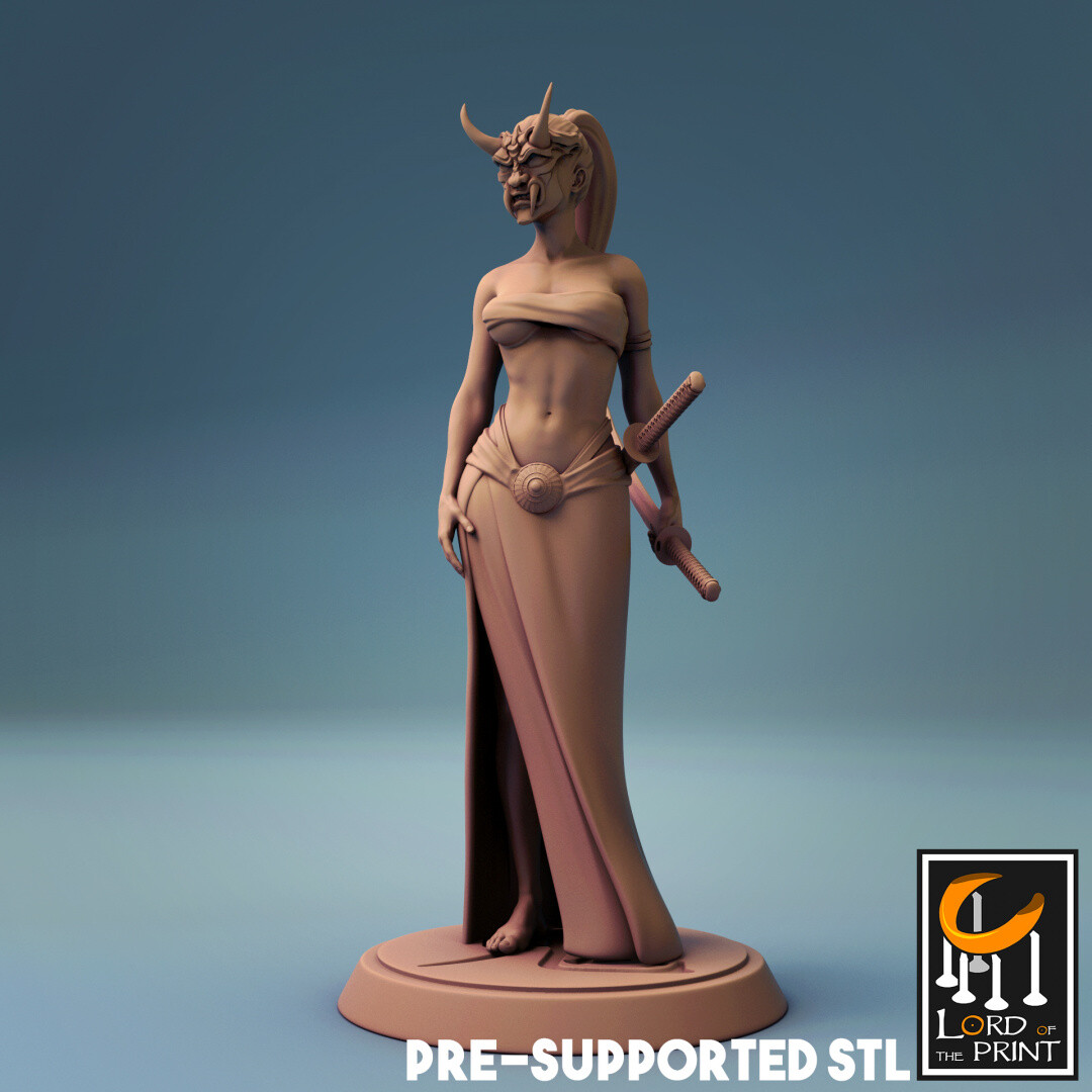 Female Samurai Oni Miniature D&D DnD Pathfinder RPG