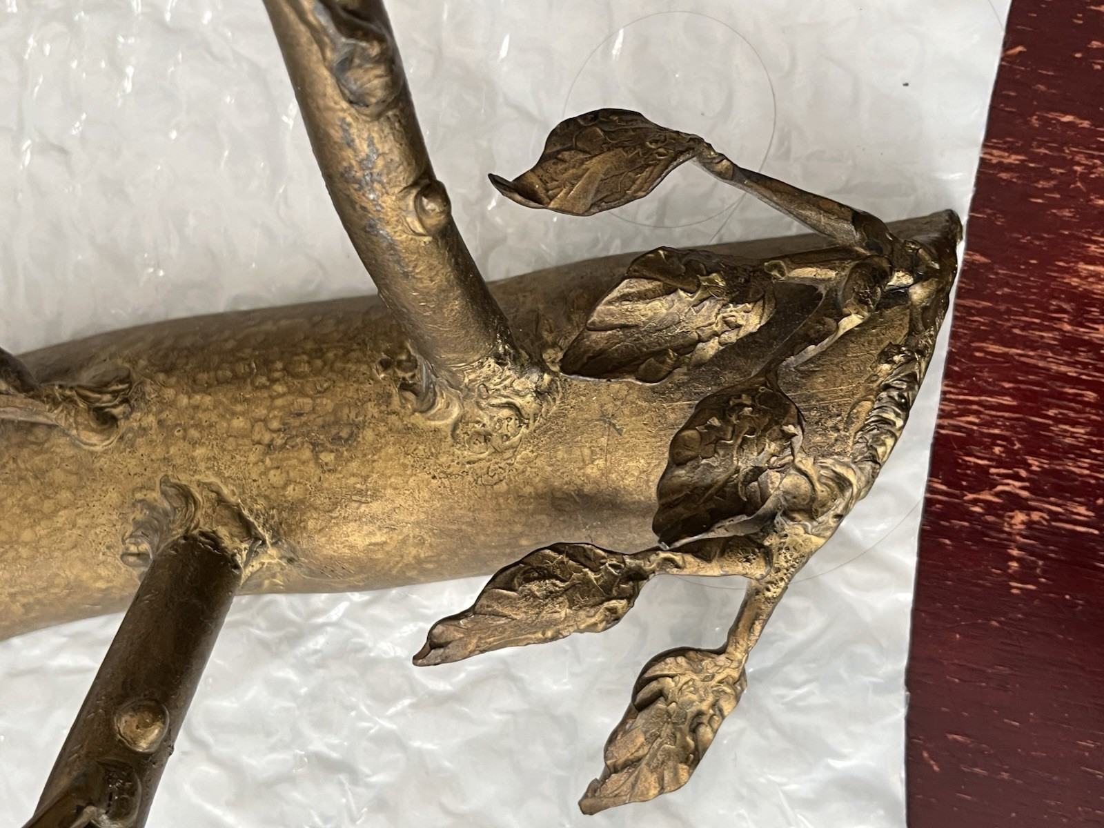 Vintage Pair Solid Bronze Gilt Magical Mystic Forest Wall Candle Holder Sconces