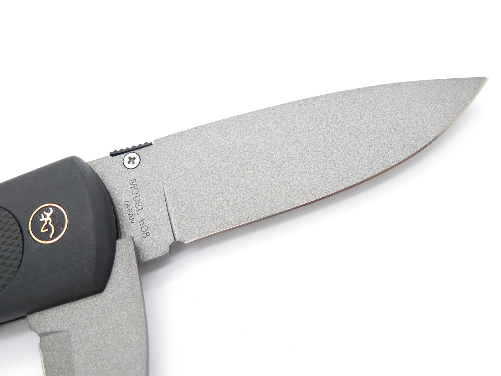 Vtg Browning 608 Kodiak FDT Seki Japan Black Guthook Folding Hunter Knife