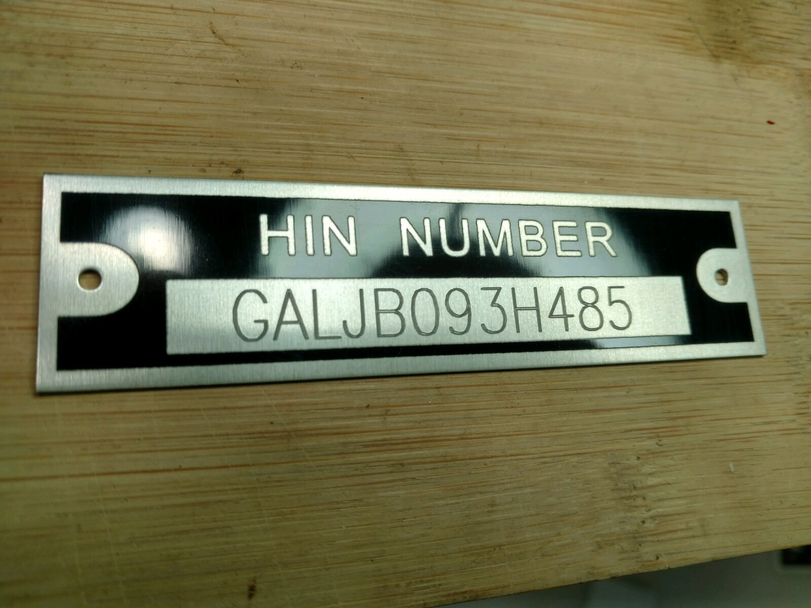 Engraved Premium Quality HIN HULL ID Number Tag Data Plate Boat Yacht