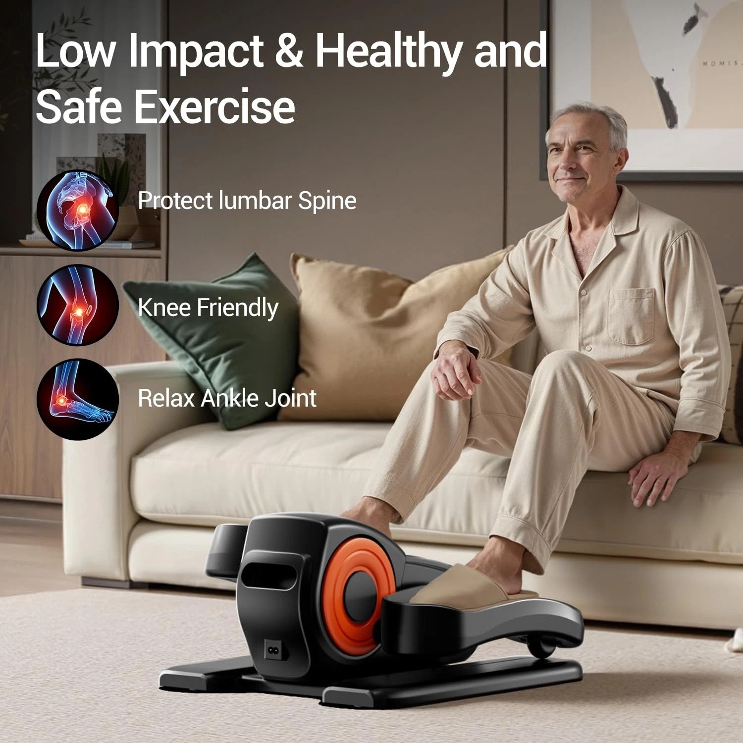 Under Desk Elliptical Machine – Electric Seated Pedal Exerciser 12 Speeds