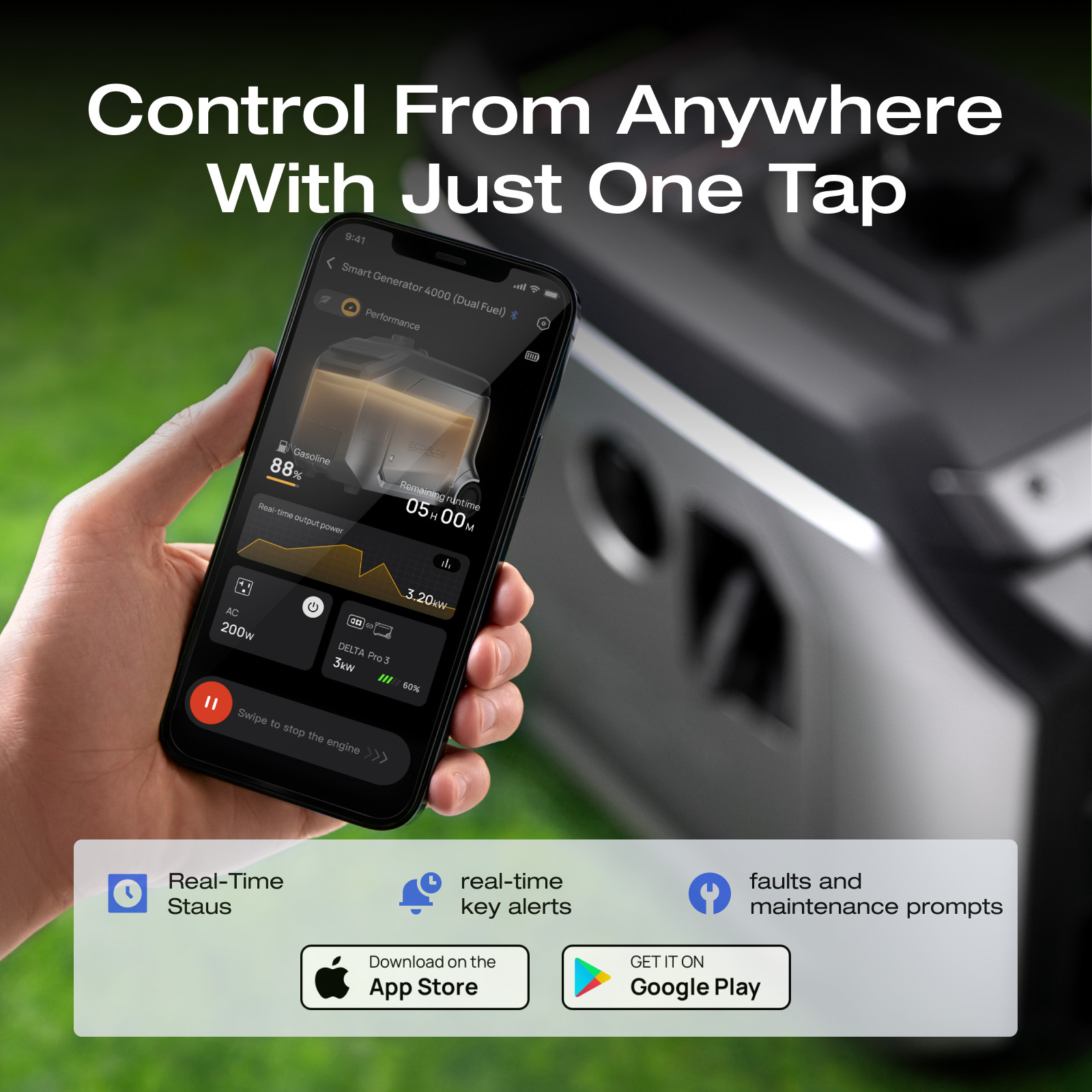 EcoFlow 3200W DC Fast Charging Dual Fuel Smart Generator for DELTA Pro series