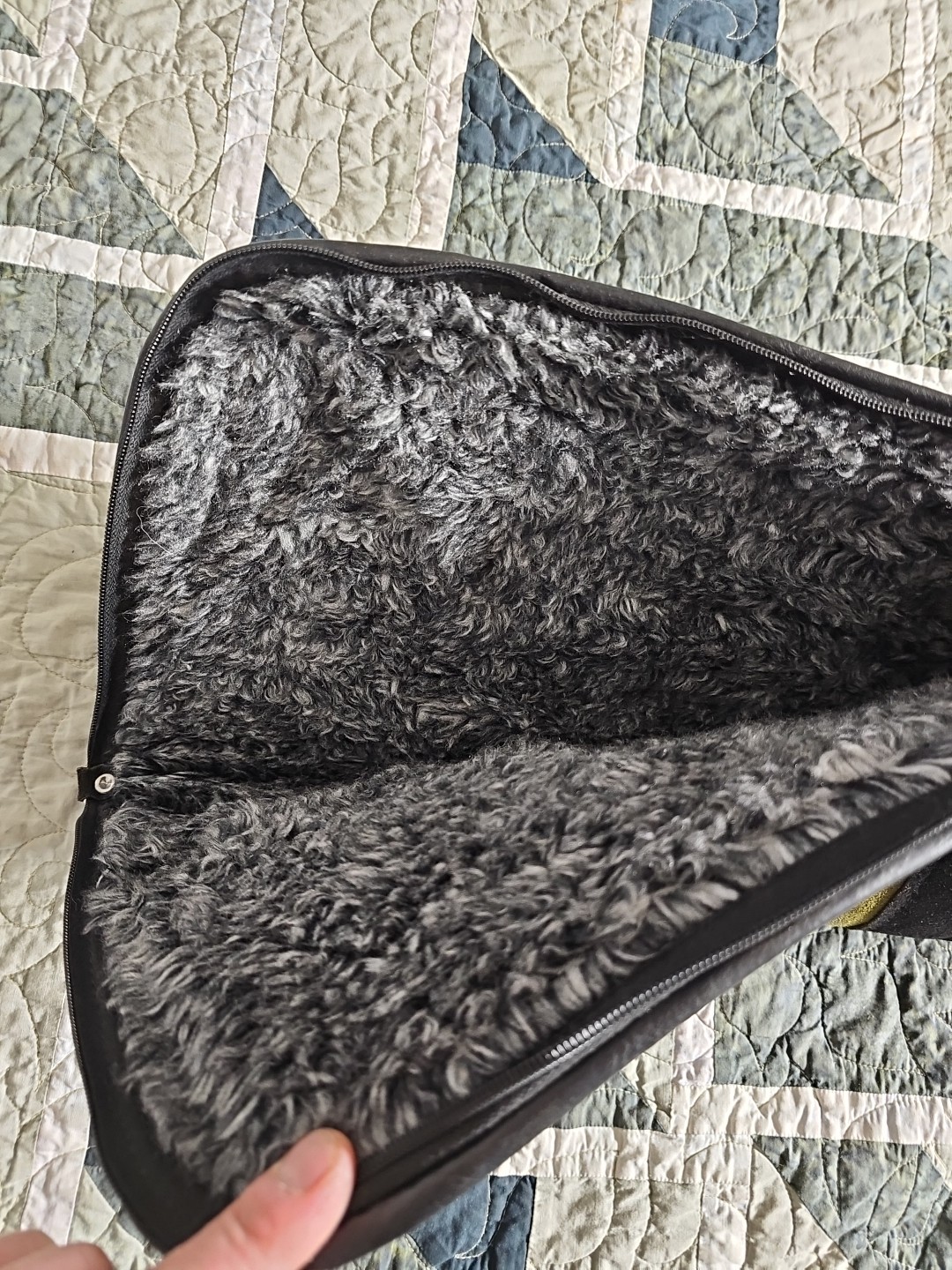 Vintage Gun Case J.M. Bucheimer Co Faux Fur Lined Black/Tan 42 Green Black