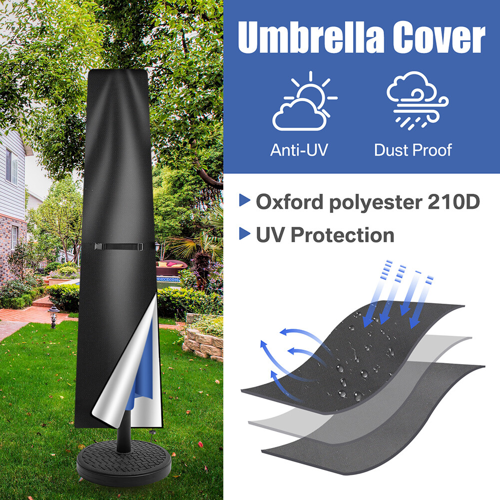 Waterproof Patio Umbrella Covers for 6-14ft Outdoor Market Parasol Cover w/ Rod