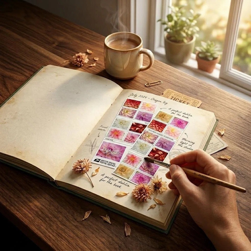 Dahlias 2025 (5 Books of 20) First-Class Mail Forever Postage Stamps Total 100PC