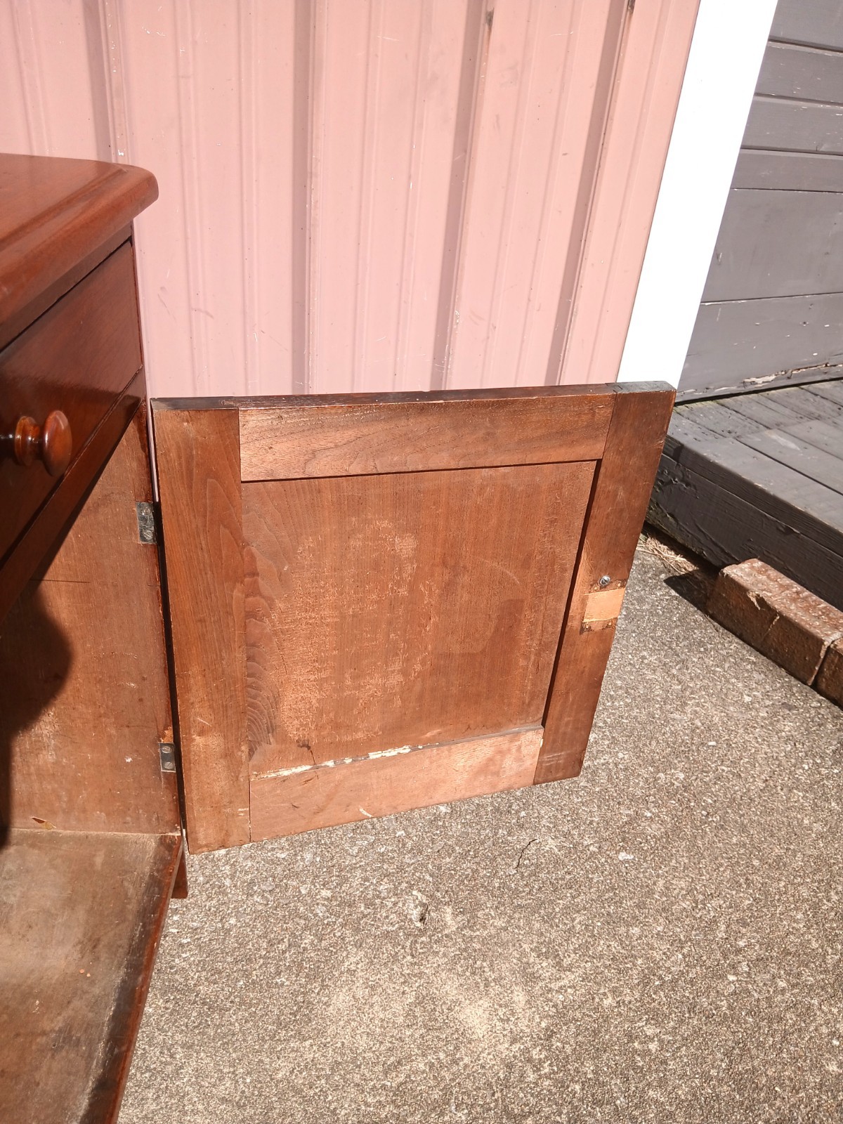 Antique Walnut One Door Wash Stand Commode with Drawer 1870s