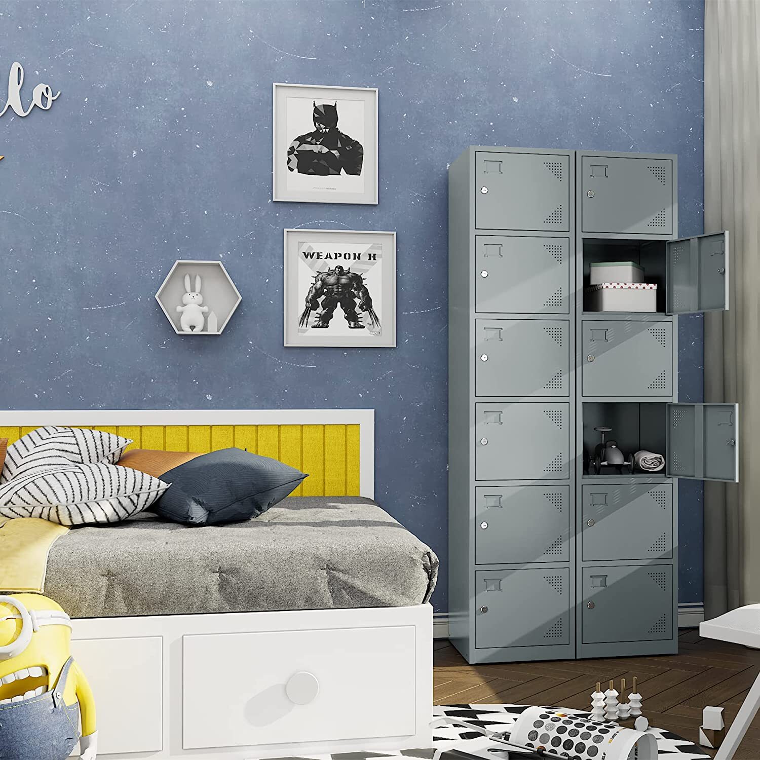 School Locker Steel Metal Storage Locker Cabinet with 6 Doors for Employees 71H