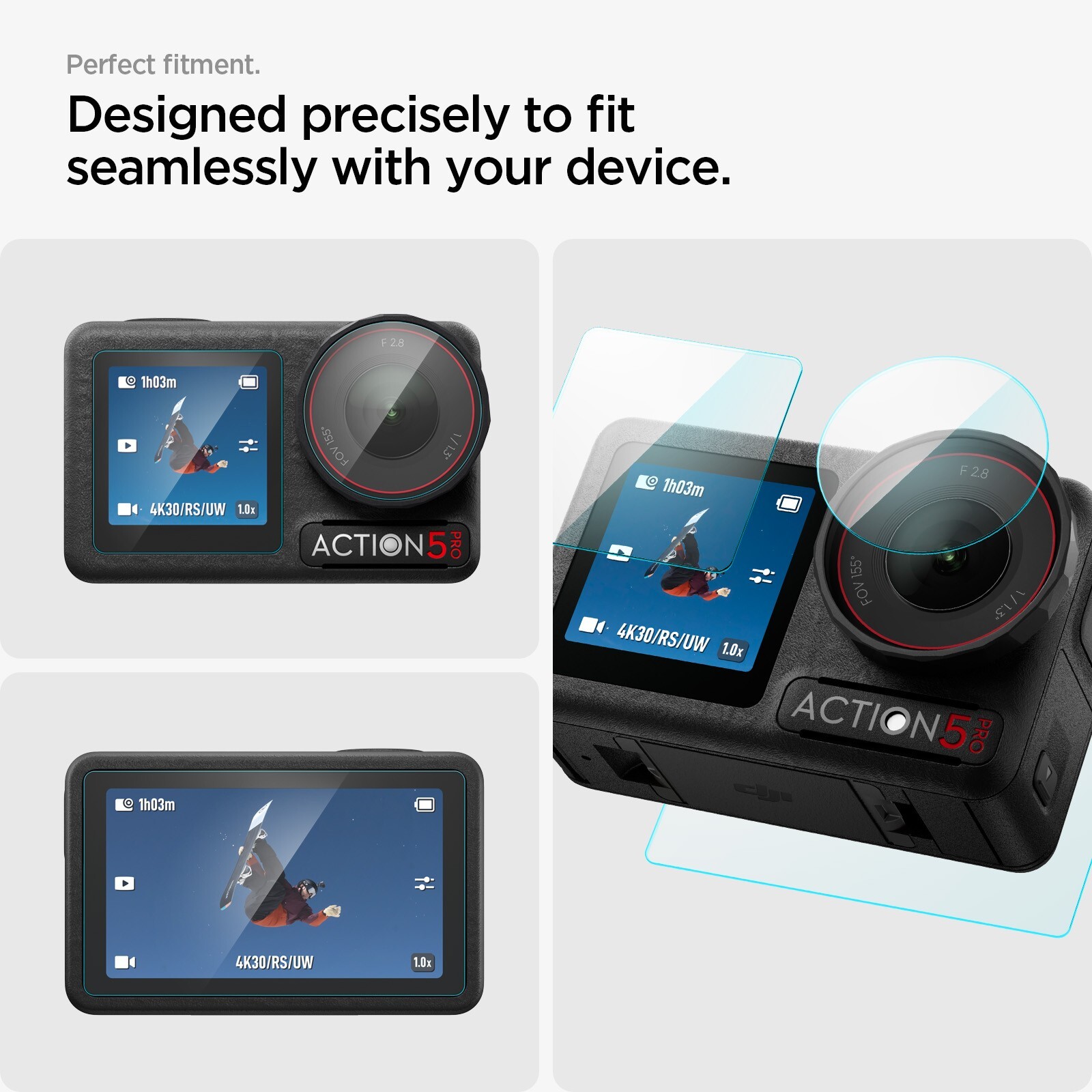 For DJI Osmo Action 5 | Spigen Glas.tR SLIM Screen Protector Multi Pack