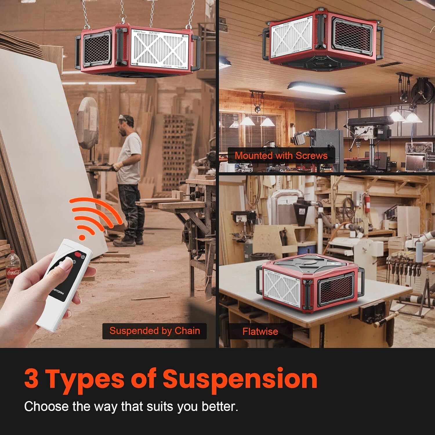 Abestorm Air Filtration System 2-Speed Remote-Controlled Filter Dust Workshop
