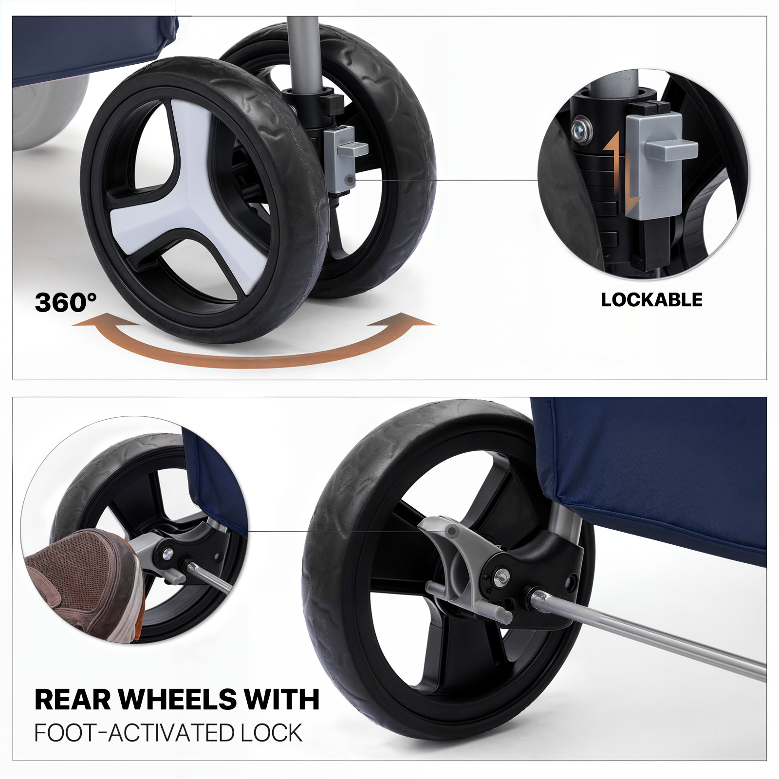 Blue Foldable Dog Stroller Small Medium Pet Travel Cage Carrier Cart w/Sunshade